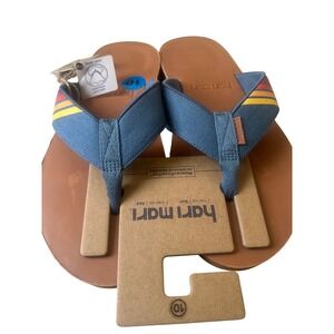 Hari Mari Flip Flops Size 10 Mens Leather Memory Foam‎ Toe